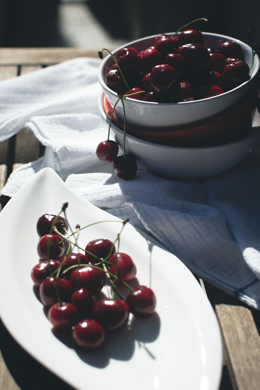 fresh cherries outside, Fresh, cherries, outside, red, summer, fruit, food, dessert, freshness
