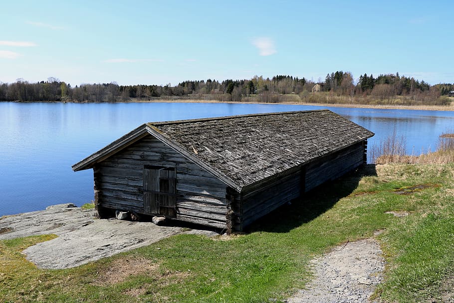 viejo vevevaja, el cobertizo para botes de la iglesia, lago, finlandés, sastamala, tyrvää, agua de hierro, agua, tranquilidad, pintorescos - naturaleza