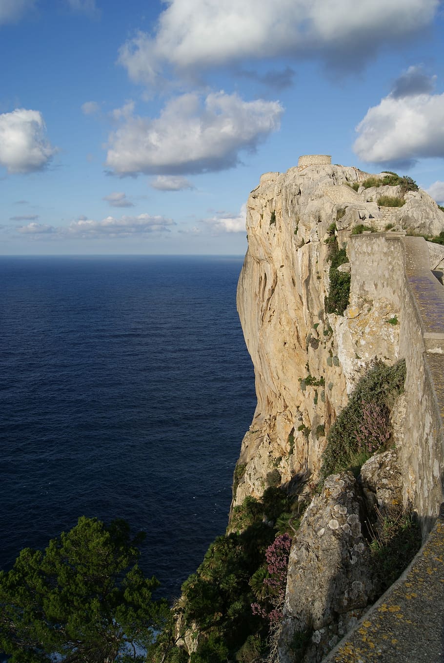 Rock, Mallorca, Coast, Sea, cliff, steep slope, cloud - sky, sky, nature, scenics