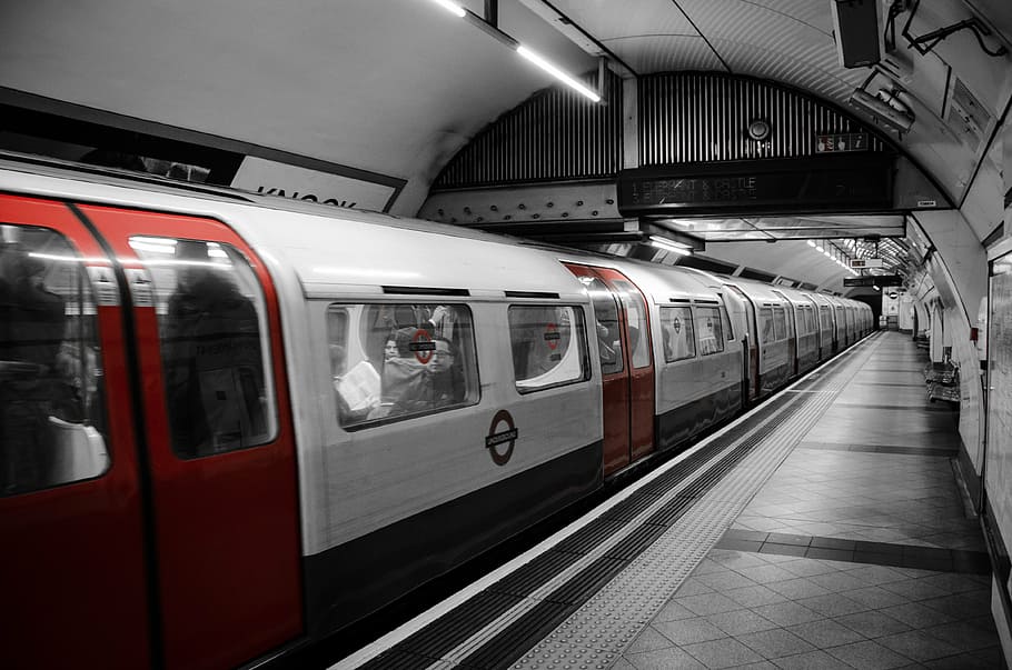blanco, rojo, estación de tren metro, metro, velocidad, luces traseras, transporte, movimiento, ferrocarril, tren