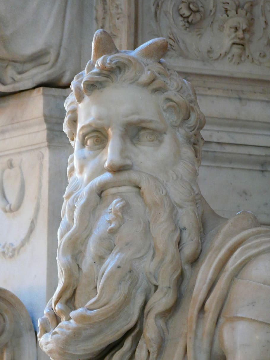 Moses, Horned, Statue, san pietro in vincoli, rome, michelangelo, tomb, pope julius ii, italy, sculpture