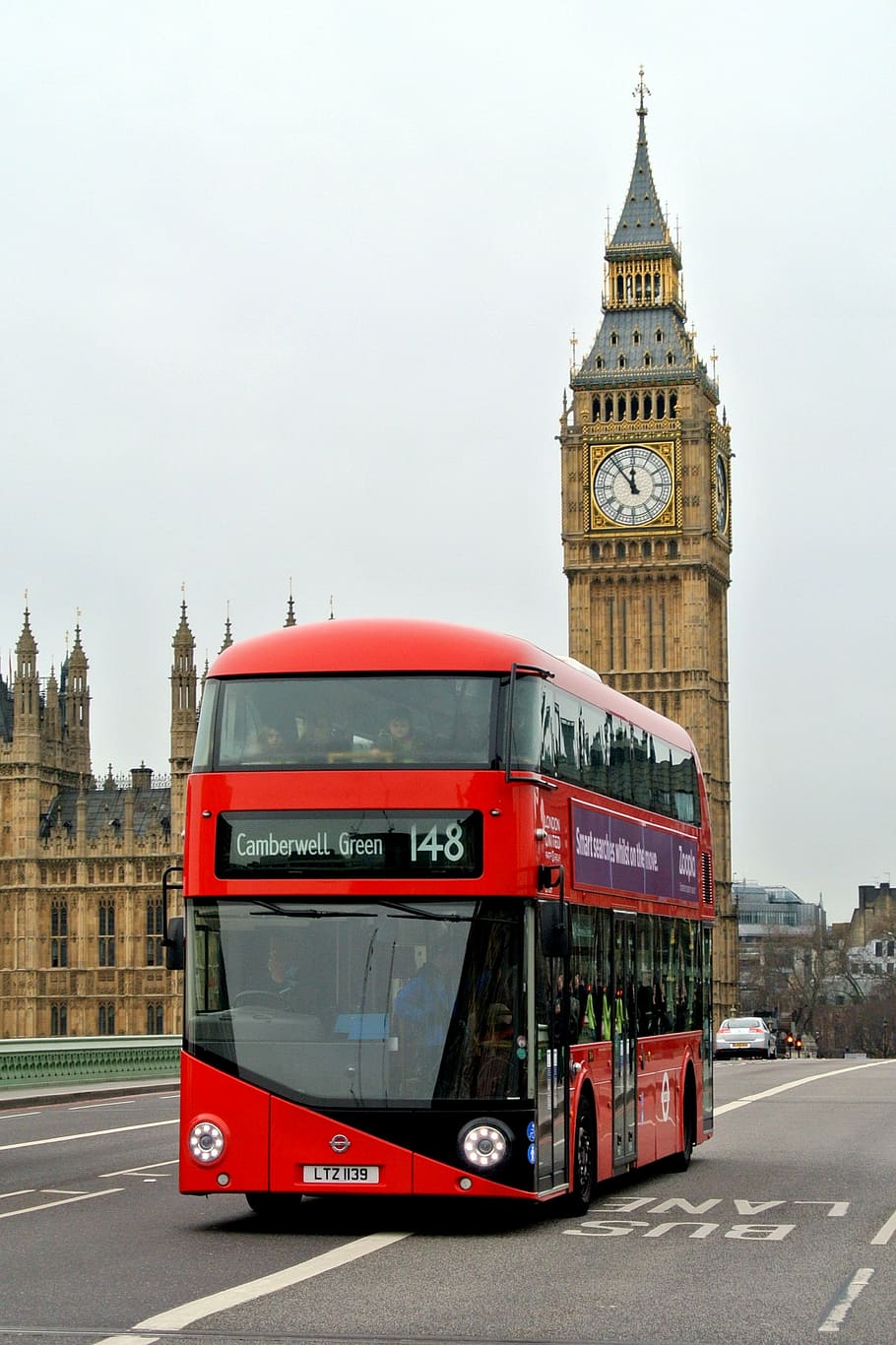 red, black, double-decker, bus, passing, winchester palace, london bus, england, britain, landmark