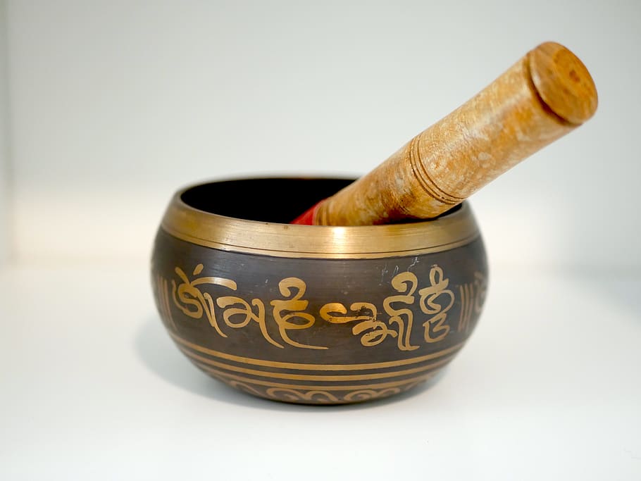 traditional, singing bowl, tibetan, sound, meditating, meditation, relax, relaxation, calm, stress