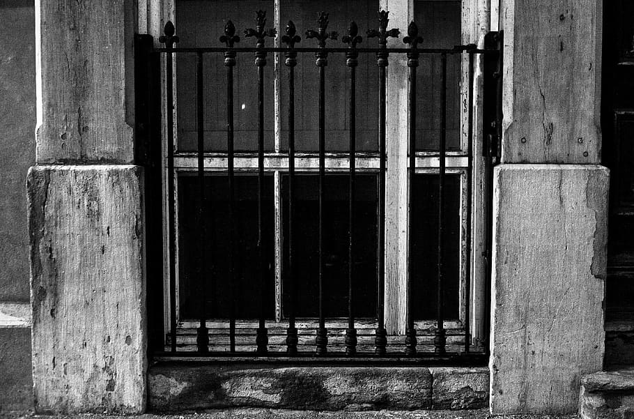 Window, Bars, Building, Architecture, security, exterior, iron, wall, black And White, old