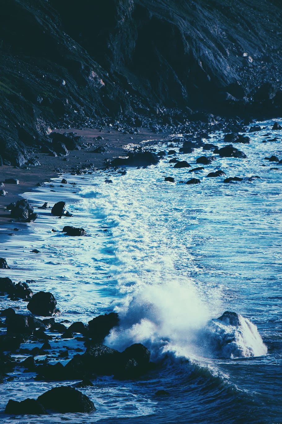 espuma do mar, costa, dia, foto, corpo, agua, oceano, mar, praia, rochas