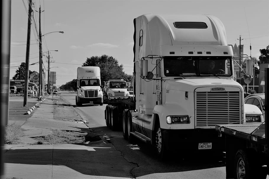 trailer truck, engine, grill, trailer, transport, transportation, car, vehicle, cargo, automobile