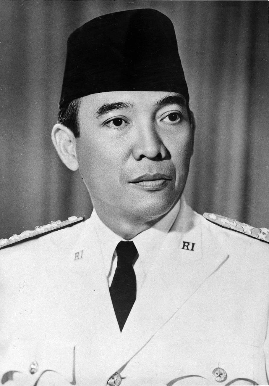 founder, first, president, indonesia, Sukarno, president of Indonesia, photos, portrait, public domain, black And White