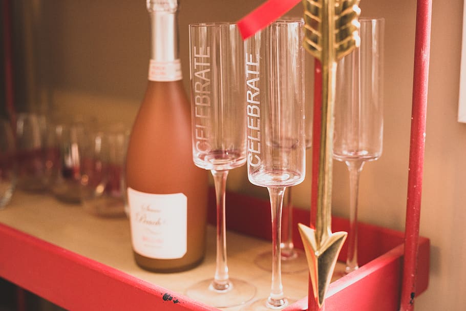 champagne, bottle, glass, wine, alcohol, beverage, celebration, drink, bubbly, toast