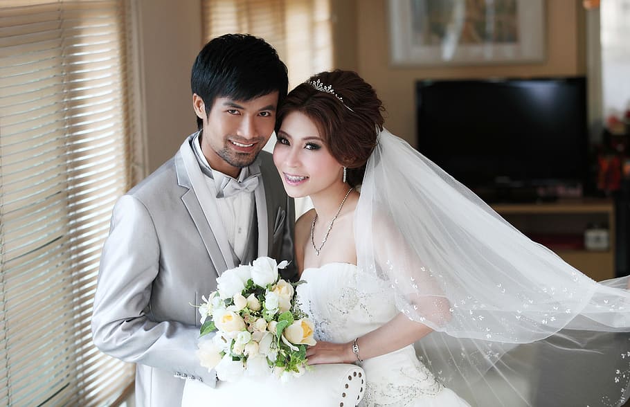 Pernikahan, Pasangan, Wanita, Cantik, Thailand, joy, asia, set thailand, kebahagiaan, orang-orang