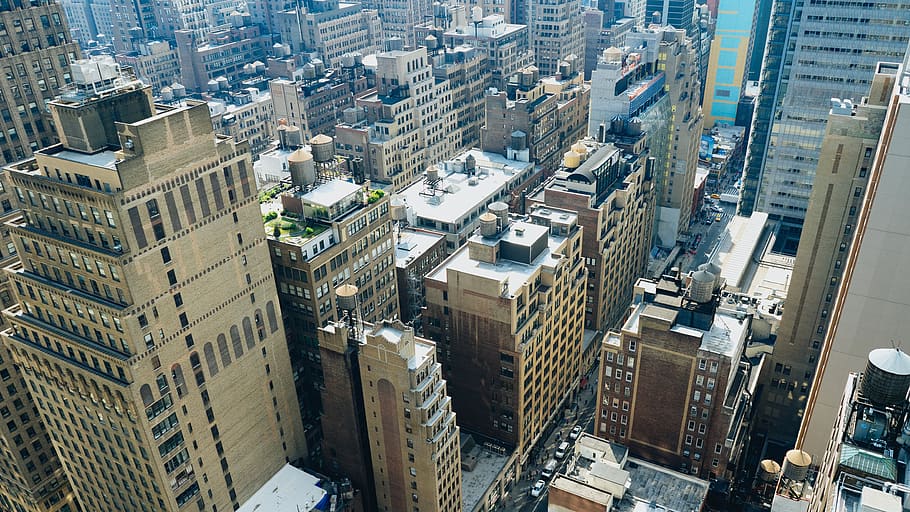 city, aerial, view, buildings, tall, architecture, cityscape, block, downtown, skyscrapers