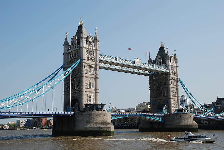 콘크리트, 다리, 서라운드, 몸, 물, 타워 브리지, 런던, 건축 된 구조, 다리-사람이 만든 구조, 건축물