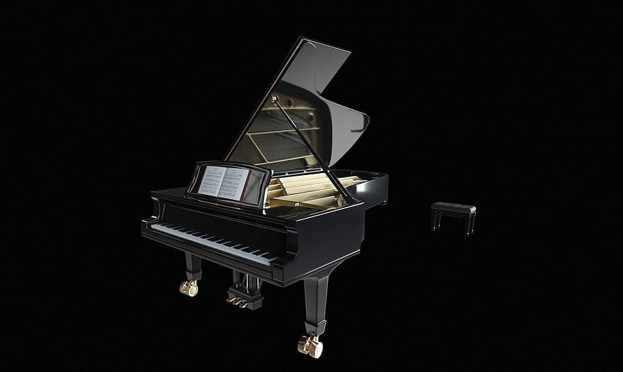 black, wooden, grand, piano, wing, keys, classic, instrument, keyboard instrument, music
