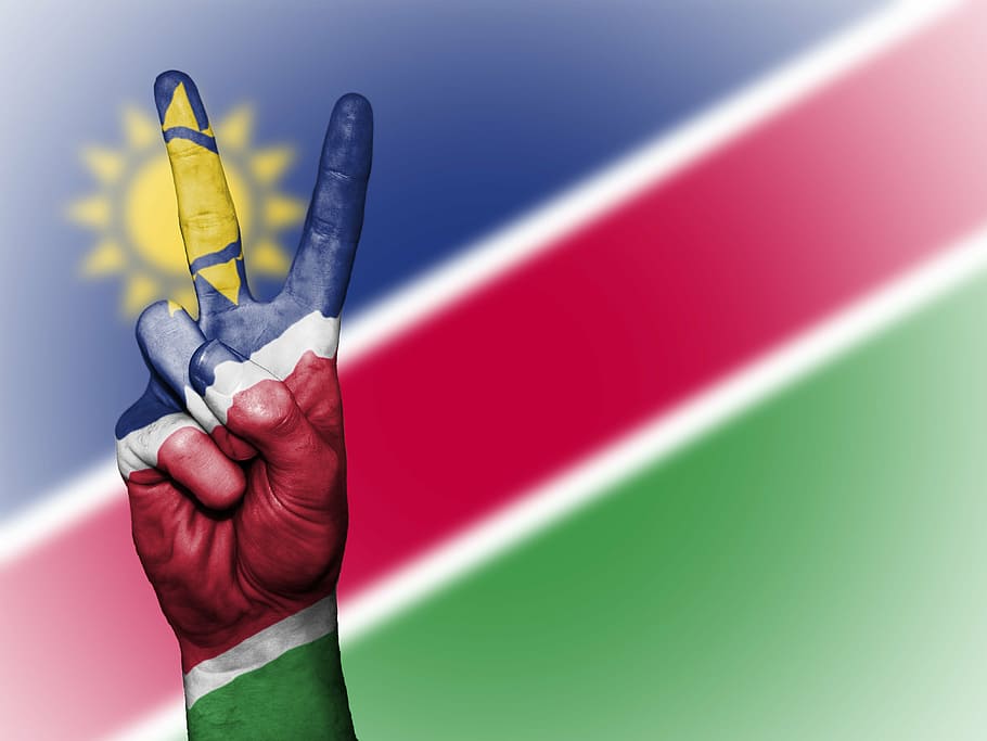 namibia, peace, hand, nation, background, banner, colors, country, ensign, flag