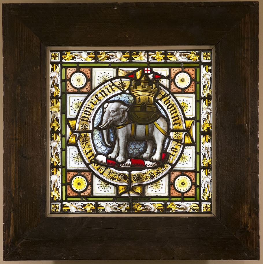 stained glass windows, salisbury, cathedral, elephant, representation, spirituality, art and craft, architecture, close-up, human representation