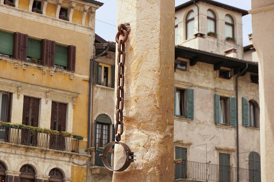 Verona, Italy, Punishment, Penalty, verona, italy, shackles, iron, old town, old, historically