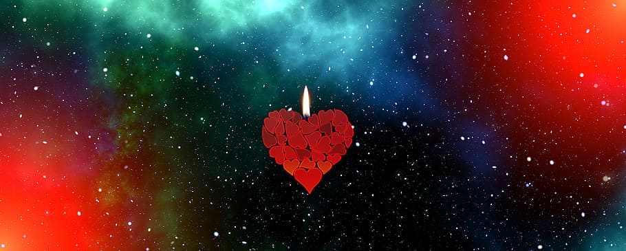 red, heart candle illustration, banner, header, candle, star, christmas, light, advent, christmas time