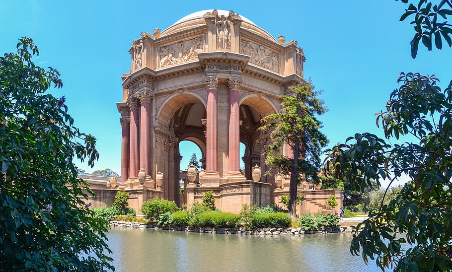 샌프란시스코, 미술 궁전, 미국, 캘리포니아, 버나드 메이 벡, 건축물, 북아메리카, 둥근 천장, 기둥 모양의, 사원 단지