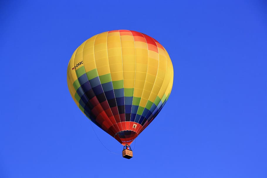 hot, air balloon, blue, sky, Hot Air Balloon, Colorful, balloon, hot air balloon ride, drive, float