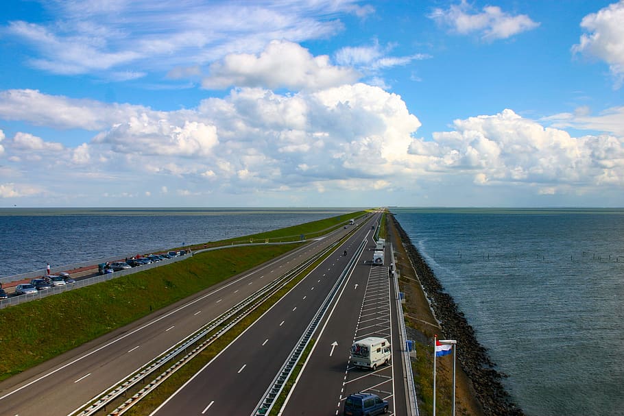 netherlands, holland, ijsselmeer, afsluitdijk, nederland, sea, coastal protection, dike, flood protection, north sea