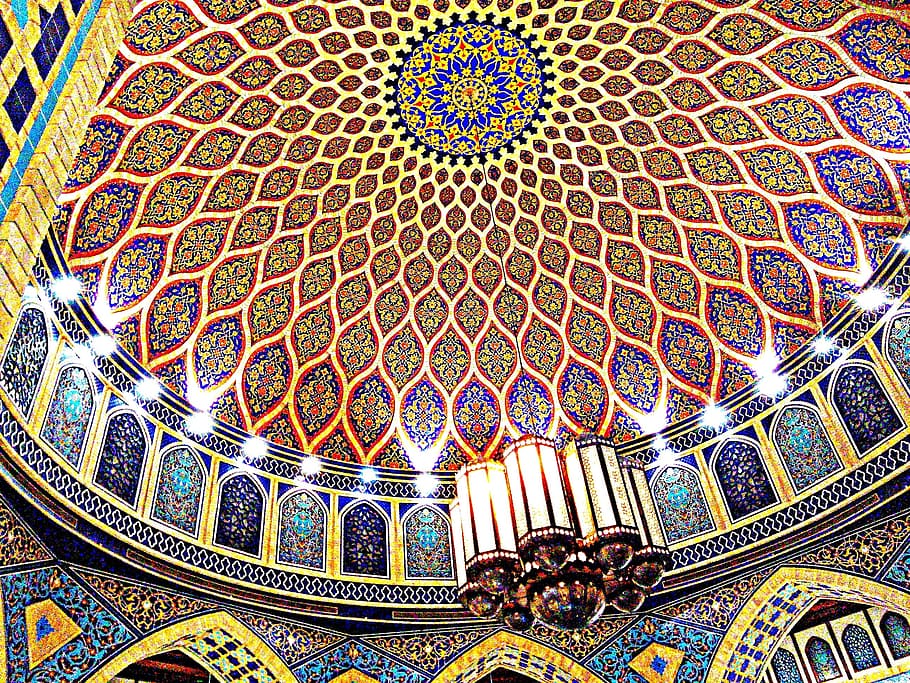 teto de cúpula oriental, oriental, cúpula, teto, arquitetura, dubai, shopping, Emirados Árabes Unidos, turismo, cena
