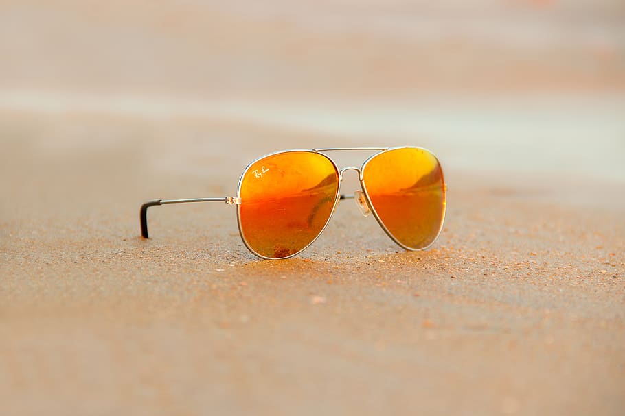 gafas de sol, gafas, ray-ban, moda, playa, costa, orilla, ninguna gente, primer plano, enfoque selectivo