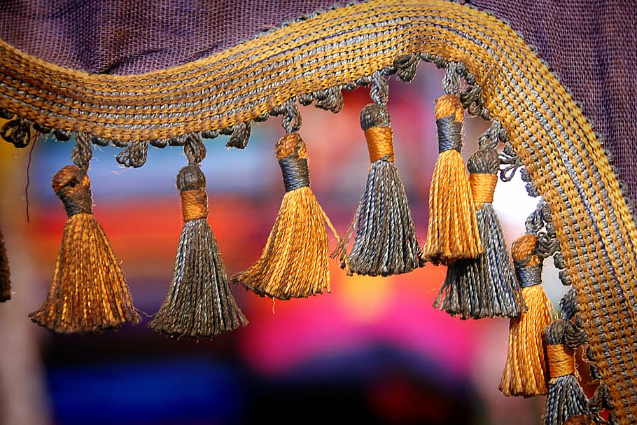 yellow, purple, textile, fabric, morocco, ornament, decoration, gold, decorative, jewellery