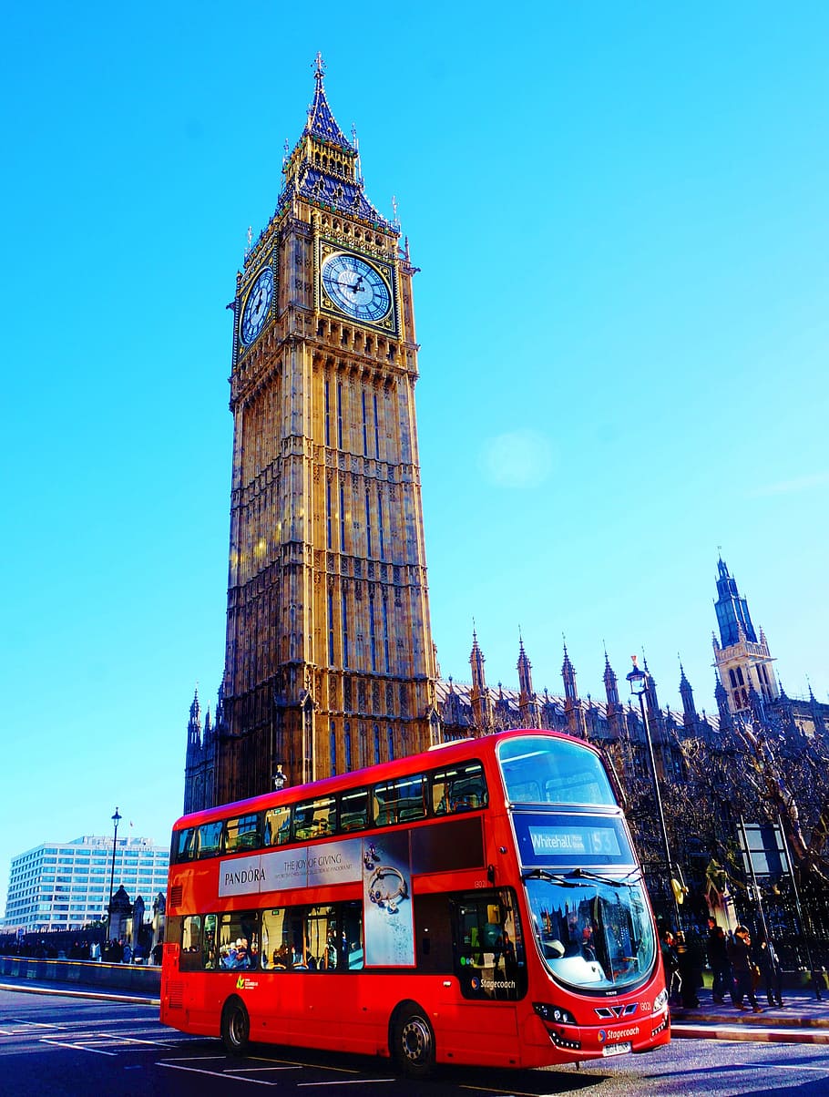 Reino Unido, Londres, Cidade, Big Ben, Vermelho, Torre, construção, céu, estação, turista