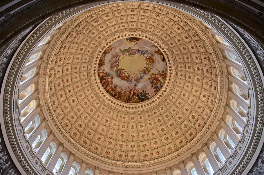 cathedral interior, capitol, dome, government, architecture, congress, landmark, american, washington, usa