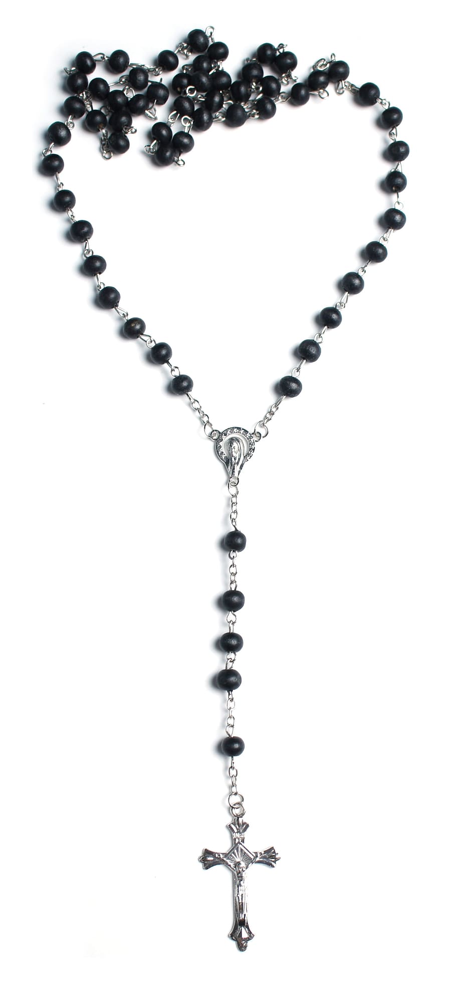 rosario negro con cuentas, negro, con cuentas, rosario, rosario de madera, madera, grano, plata, chapado, católico