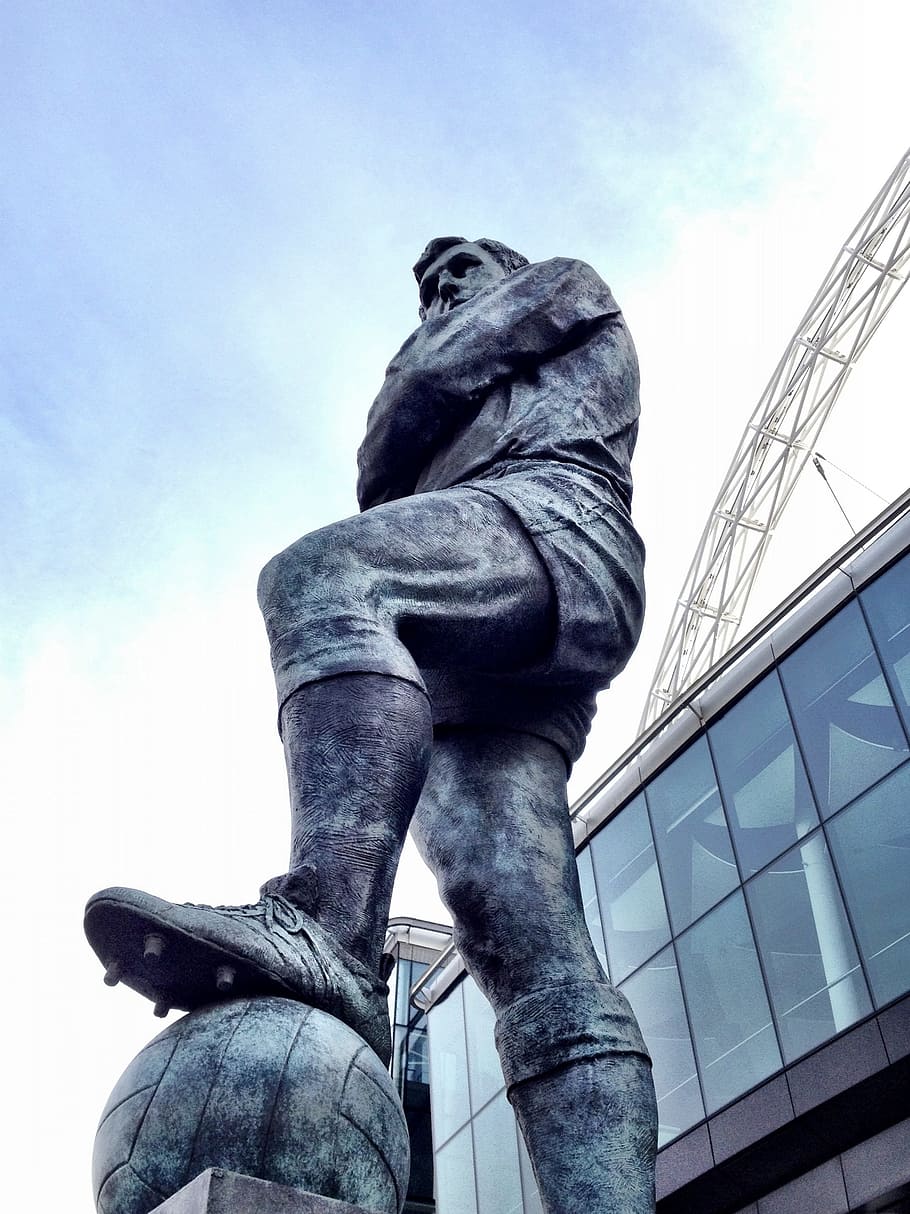 estatua, jugador de fútbol, ​​fútbol, ​​héroe, Bobby Moore, Wembley, estadio de Wembley, estadio, deporte, fútbol