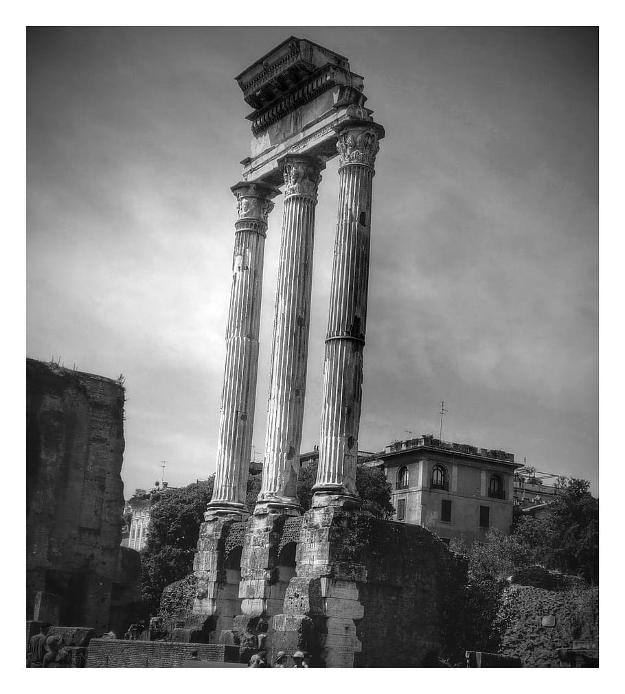forum, rome, roman forum, italy, temple, architecture, built structure, transfer print, building exterior, auto post production filter