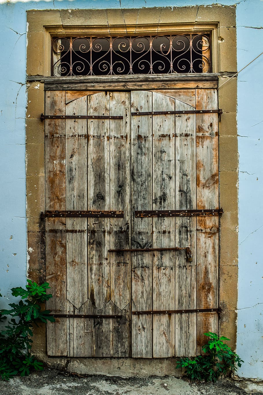 pintu, kayu, tua, pintu masuk, arsitektur, rumah, berumur, lapuk, desa, pano lefkara