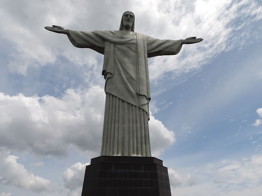 cristo, estátua do redentor rio, de, janeiro, cristo redentor, rio, latim, américa, brasil, corcovado