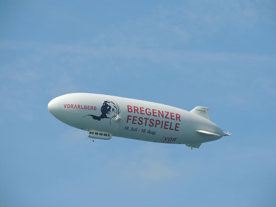 zeppelin, lake constance, germany, lake, bregenz, air vehicle, airplane, transportation, mode of transportation, sky