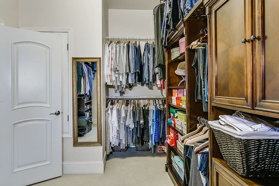 lemari, organisasi, gantung, pakaian, lemari pakaian, mengatur, rumah, pengorganisasian, dalam ruangan, pintu