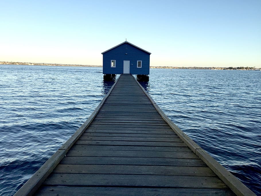 blue boat house, perth, western australia, swan river, blue, boathouse, river, australia, shed, western