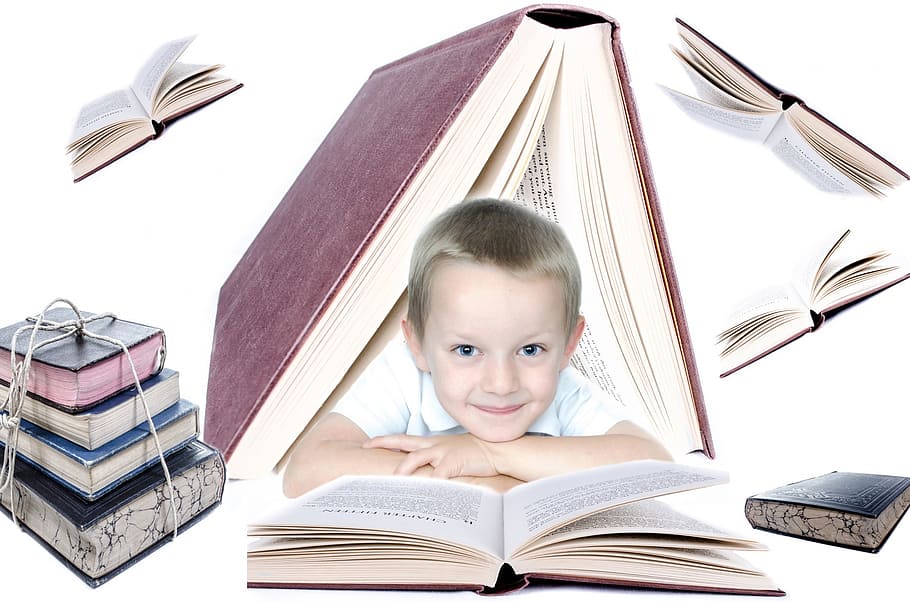 assorted book lot, student, school, genius, literature, isolated, leisure, preschool, alphabet, white