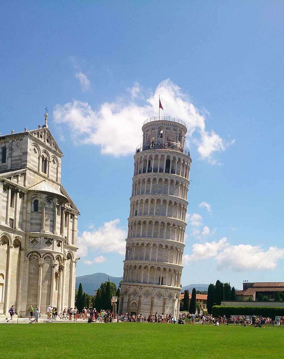 leaning, daytime, Pisa, Italy, Europe, Architecture, Tower, landmark, tuscany, holiday
