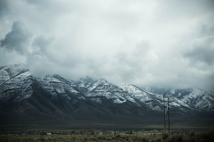 fotografia de paisagem, cadeias de montanhas, montanha, pico, branco, nuvens, natureza, paisagem, montanhas, declive