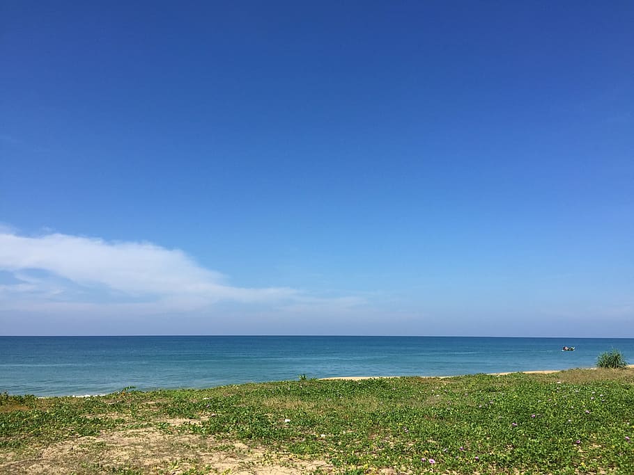 cielo de playa, nube blanca, cielo despejado, mar, agua, cielo, horizonte sobre el agua, horizonte, paisajes - naturaleza, belleza en la naturaleza