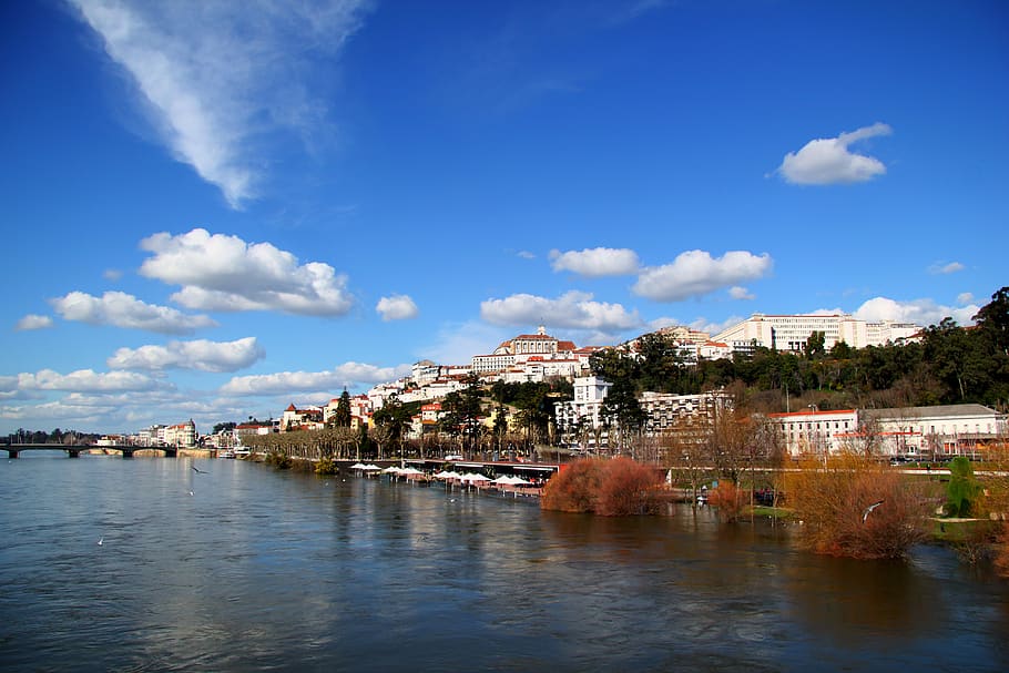 Coimbra, Mondego, Portugal, ciudad, Río, vertedero, agua, estructura construida, arquitectura, cielo