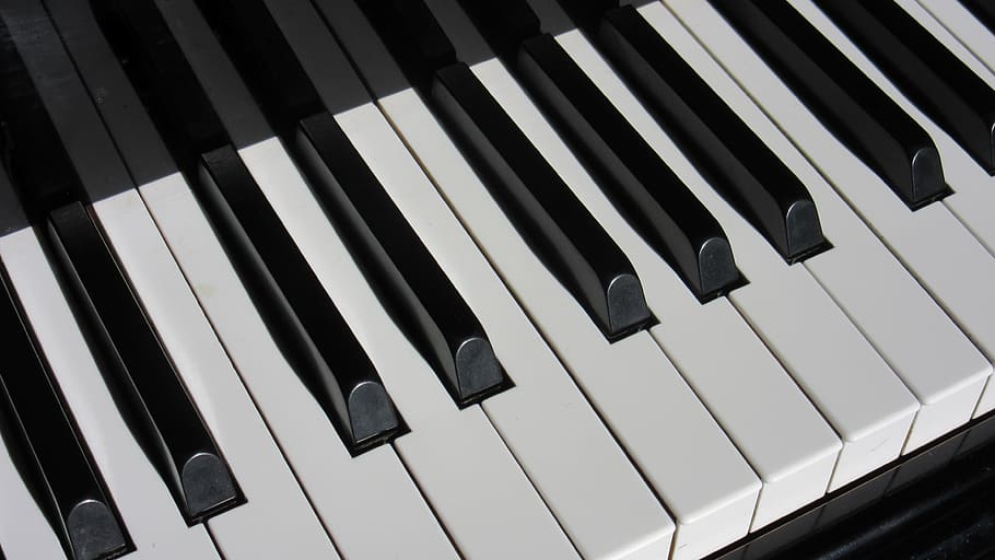 閉じる, 写真, ピアノタイル, ピアノ, キー, ピアノキーボード, 楽器, ピアノのキー, 黒, 白