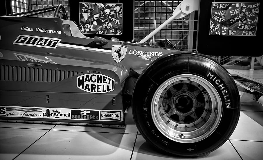 wheel, ferrari, fast, black and white, made in italy, cautious, f1, boulid, car, land Vehicle