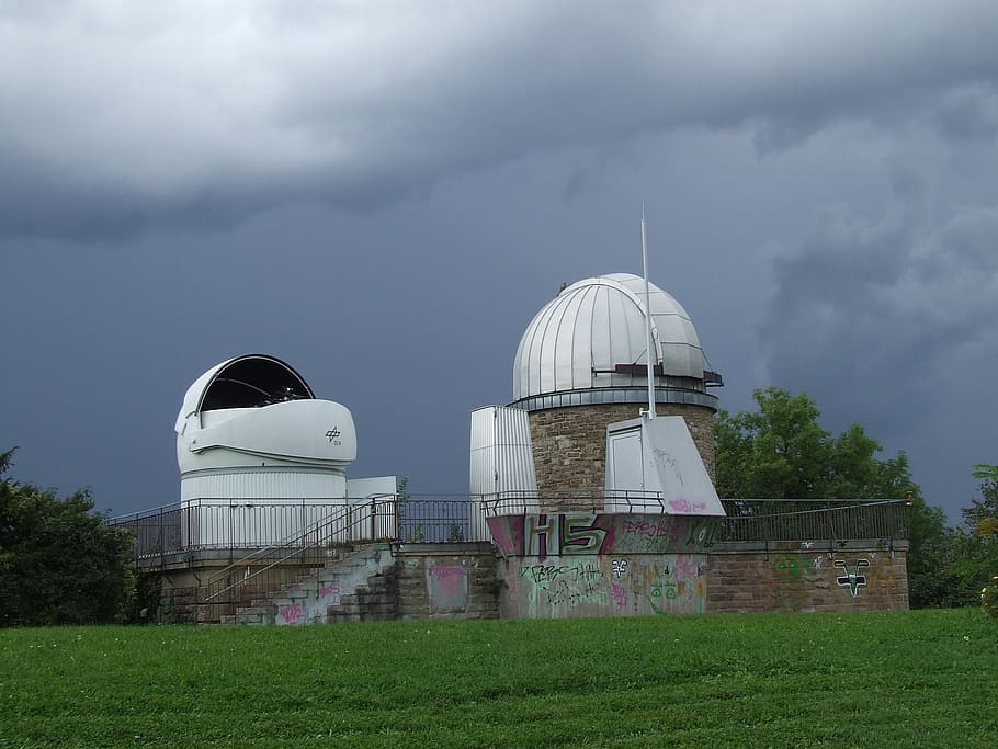 observatório astronômico, trovoada, uhlandshöhe, stuttgart, cúpula, exterior do edifício, estrutura construída, céu, arquitetura, nuvem - céu