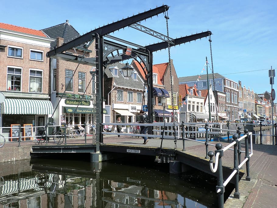 bridge, drawbridge, old, city ​​view, maassluis, holland, built structure, architecture, building exterior, water