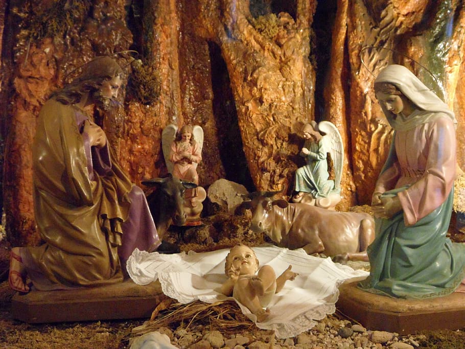 lighted, focused, nativity figurine, crib, christmas time, mallorca, advent, nativity scene, christmas, joseph