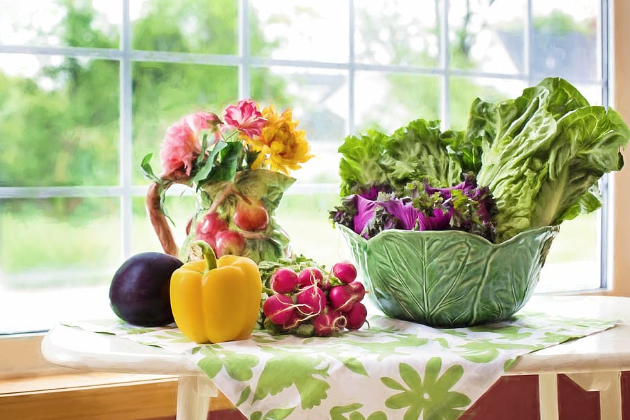 assorted vegetable display, vegetables, fresh, veggies, food, healthy, green, natural, salad, nutrition