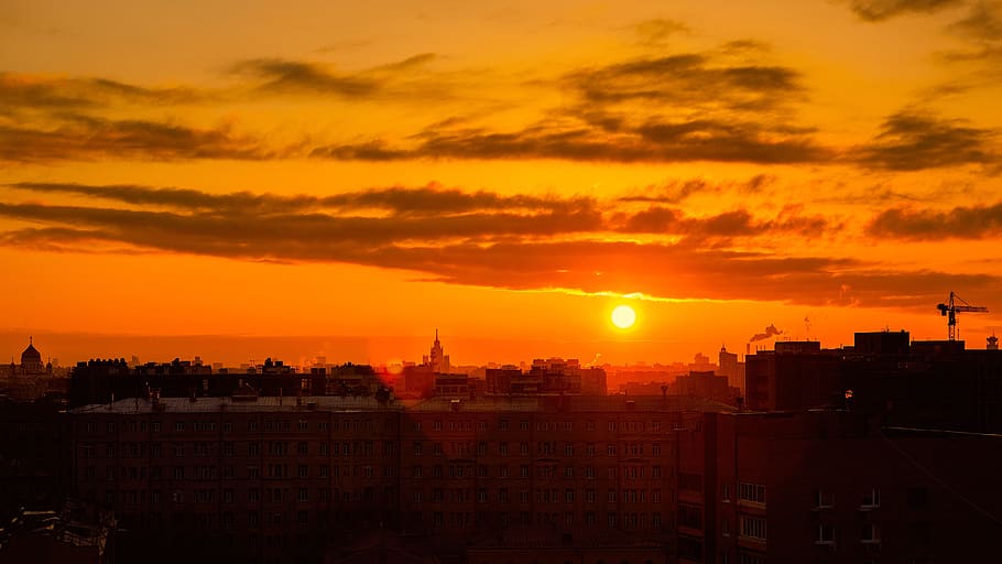 dawn, moscow, nature, city, morning, sun, msu, dome, building, sky