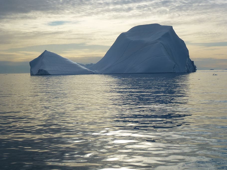 noite, iceberg, gronelândia, norte, ártico, polar, mar, agua, céu, beira-mar