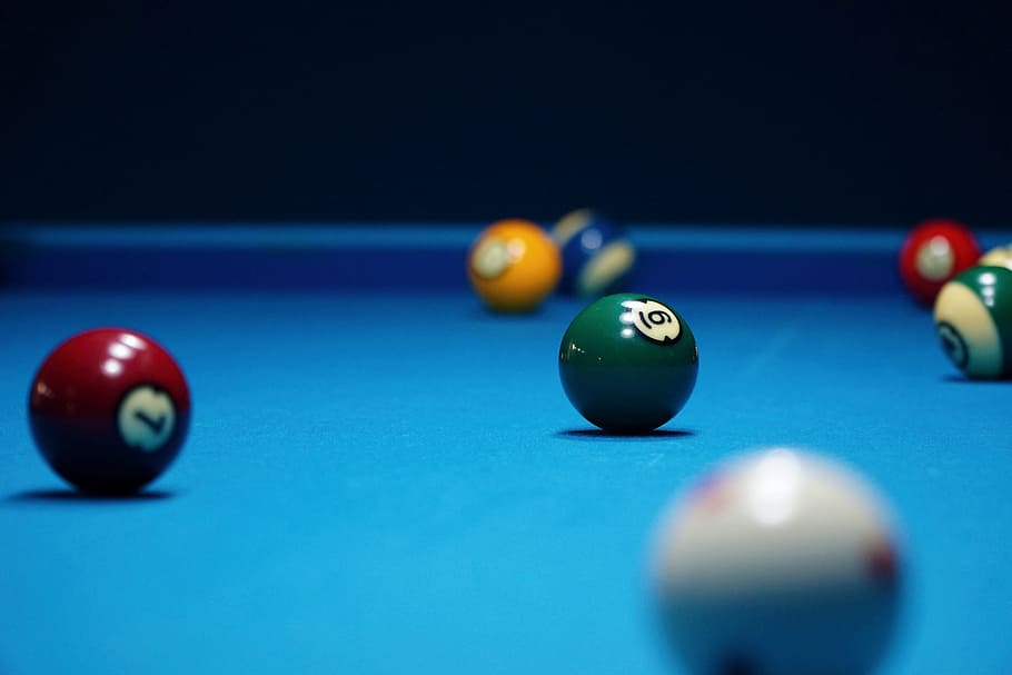 selective, focus photo, multicolored, billiard balls, Billiards, Play, Pool Table, table, position, balls